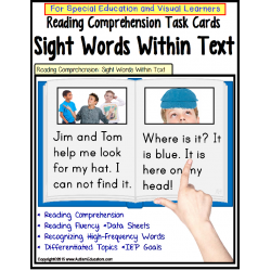 Autism SIGHT WORDS Reading Strategies LARGE Task Cards with DATA